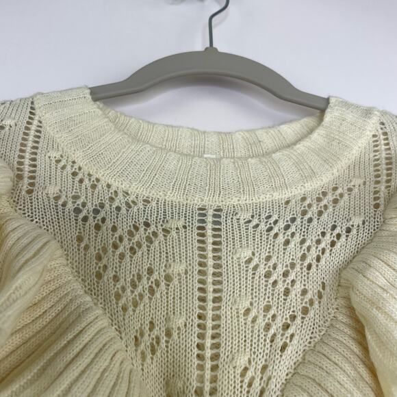 Tularosa Manny Sweater pointelle knit ruffled trim flared sleeves sweater Large - Picture 2 of 11